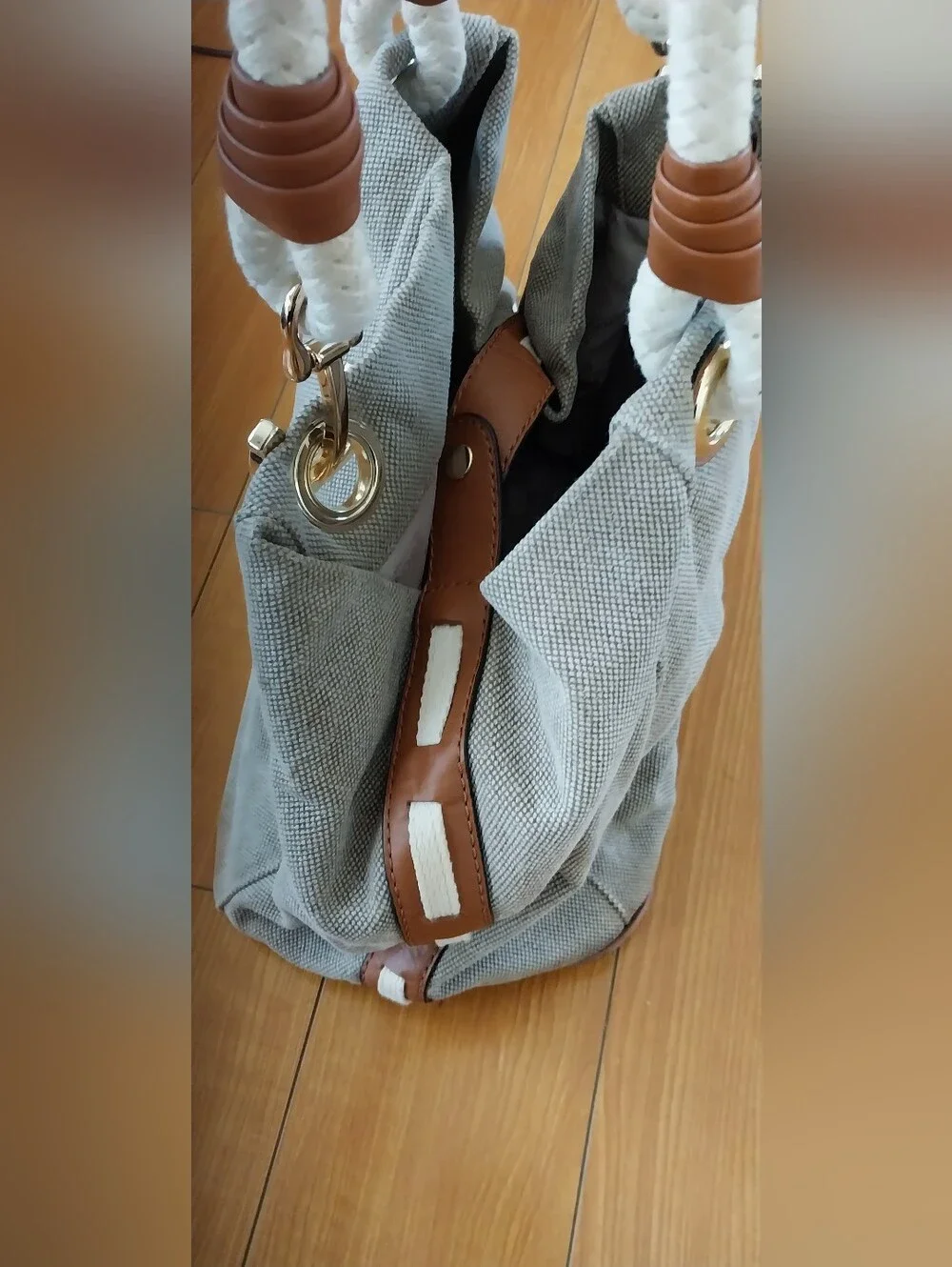 Stunning MICHAEL KORS Canvas Rope-Handle Tote Bag Satchel Purse Handbag Shoulder